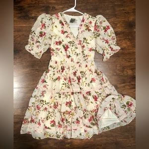 Nordstrom Rack. Brand: Taylor, Size: 8, Floral Smocked Waist Chiffon Dress.